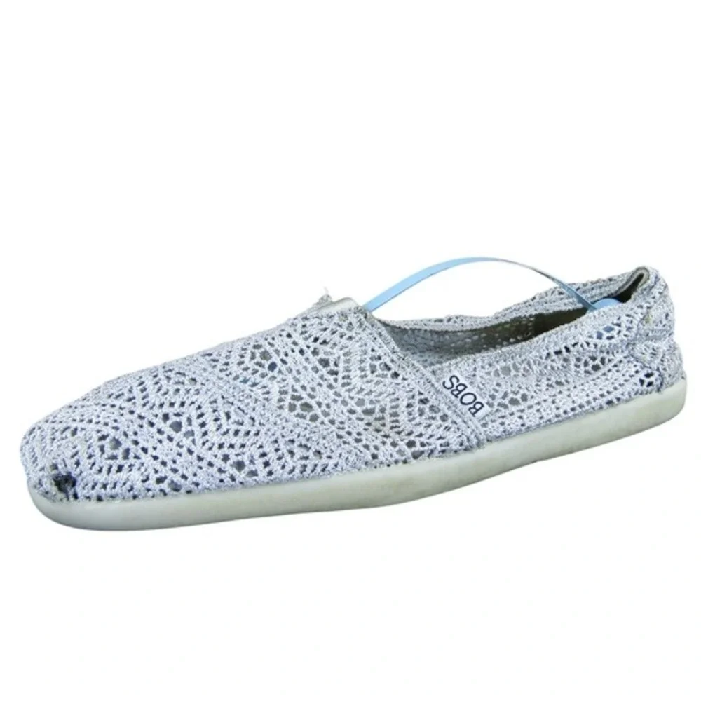 Bobs By Skechers Women Sparkle Slip-On Silver‎ Fabric Sz 10 Medium  Used 2025